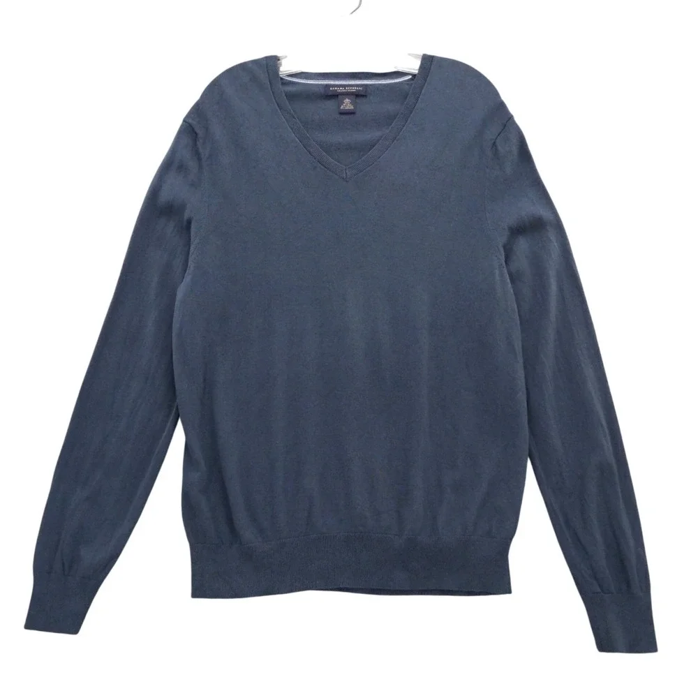 Banana Republic Luxury Blend V-Neck Sweater Long Sleeve Silk Cashmere Blue‎ L